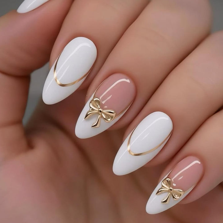 Elegant Stiletto Nail Art Extensions with Decorative Bow Accents Kalsten
