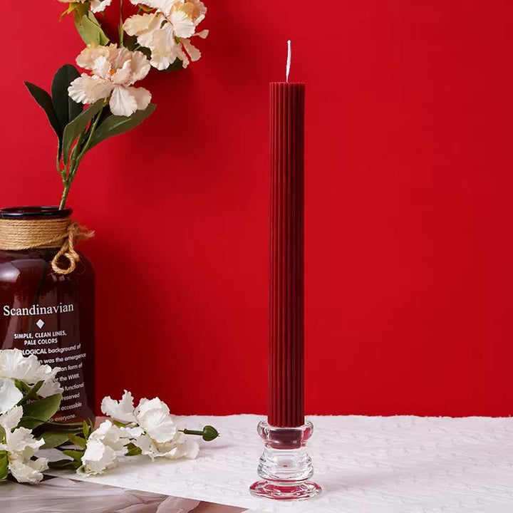 Tall Ribbed Long-Lasting Dinner Taper Candle