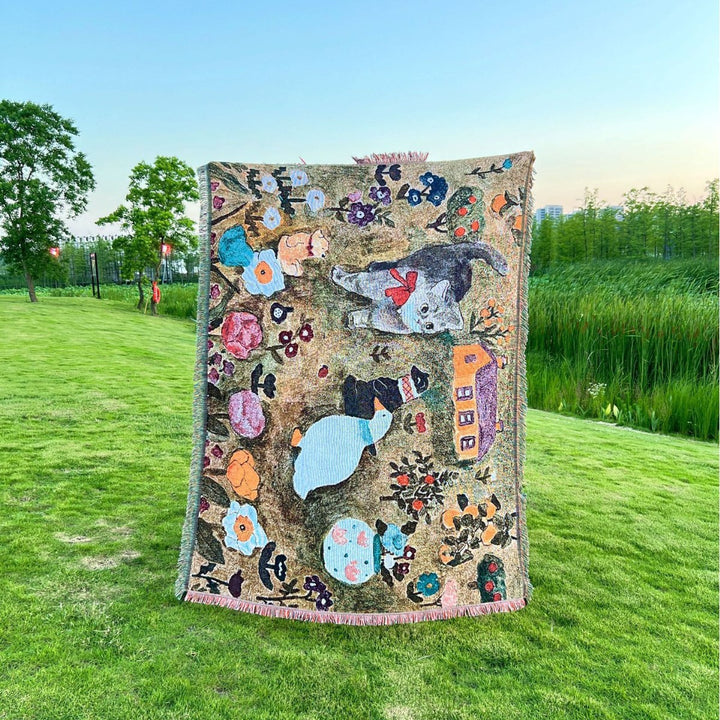Artistic Animal-Themed Tapestry Throw Blanket