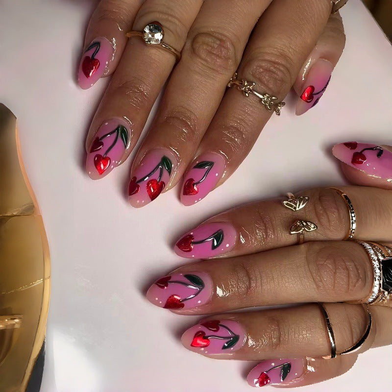 Artifical Nail Art with Cherry Design Kalsten