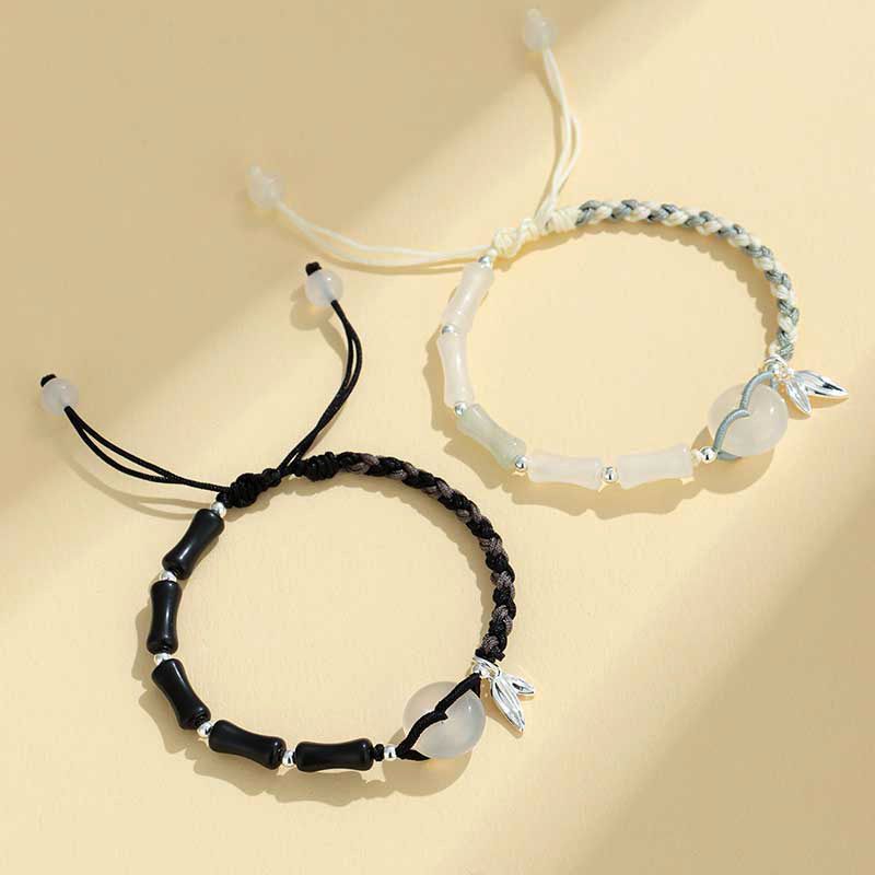 Adjustable Gemstone and Leaf Charm Bracelet Kalsten