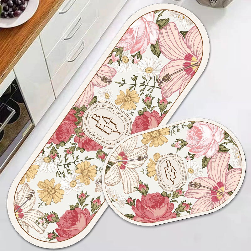 Floral Design Anti-Fatigue Kitchen Mat Kalsten