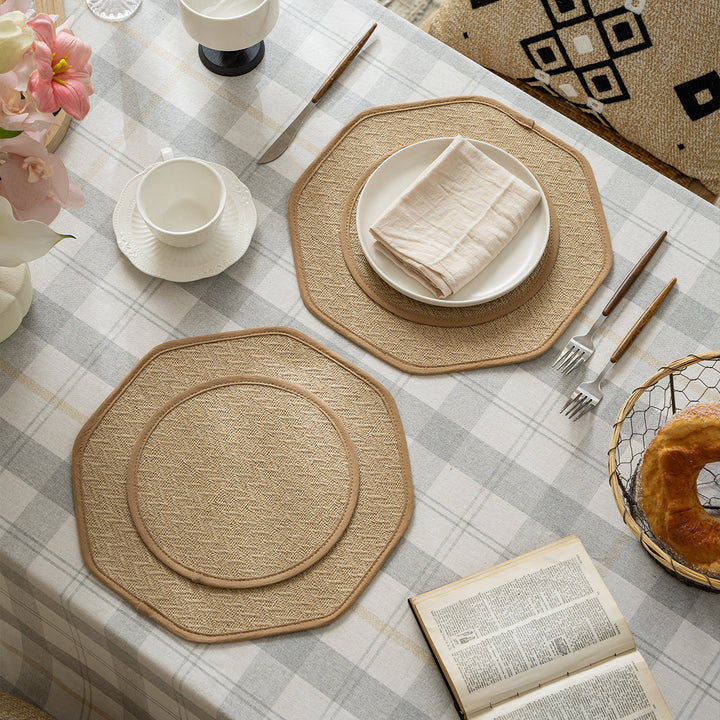 Straw sun hat with wide octagonal brim and cotton inner band Kalsten