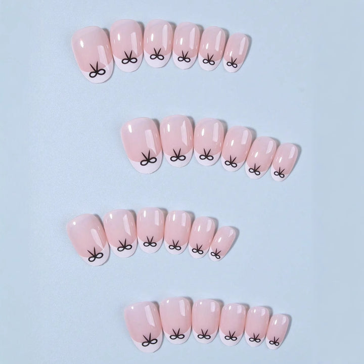 Artificial nails with elegant bows and high-gloss surface Kalsten