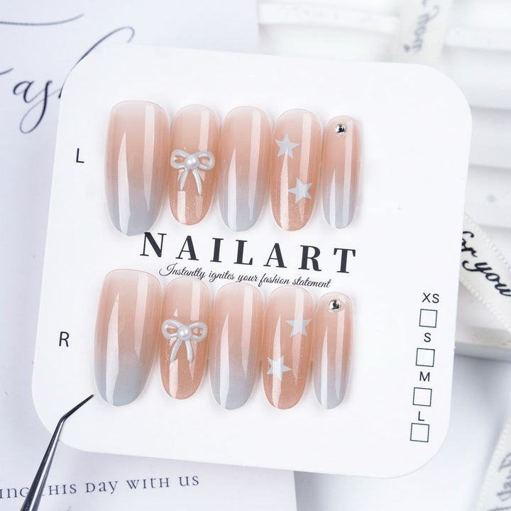 Artificial nails with elegant ombre effect and decorative accents Kalsten