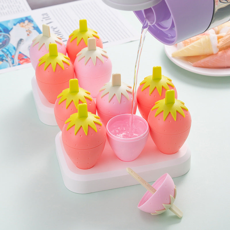 Fun Strawberry-Shaped Ice Cream Mold Set