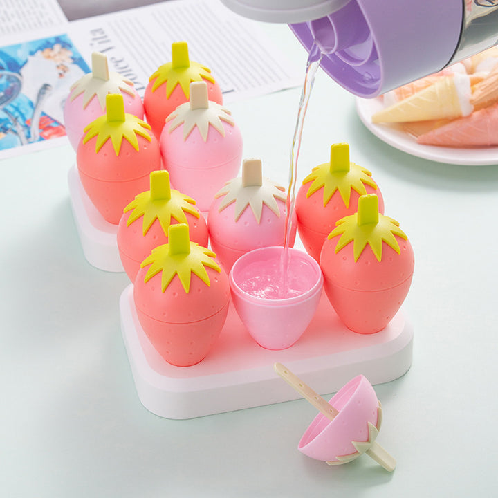 Fun Strawberry-Shaped Ice Cream Mold Set