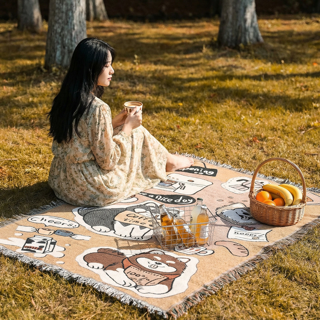 Cozy Cartoon-Inspired Throw Blanket
