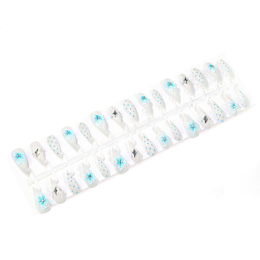 Decorative Artistic Press-On Nail Set with Floral Accents Kalsten