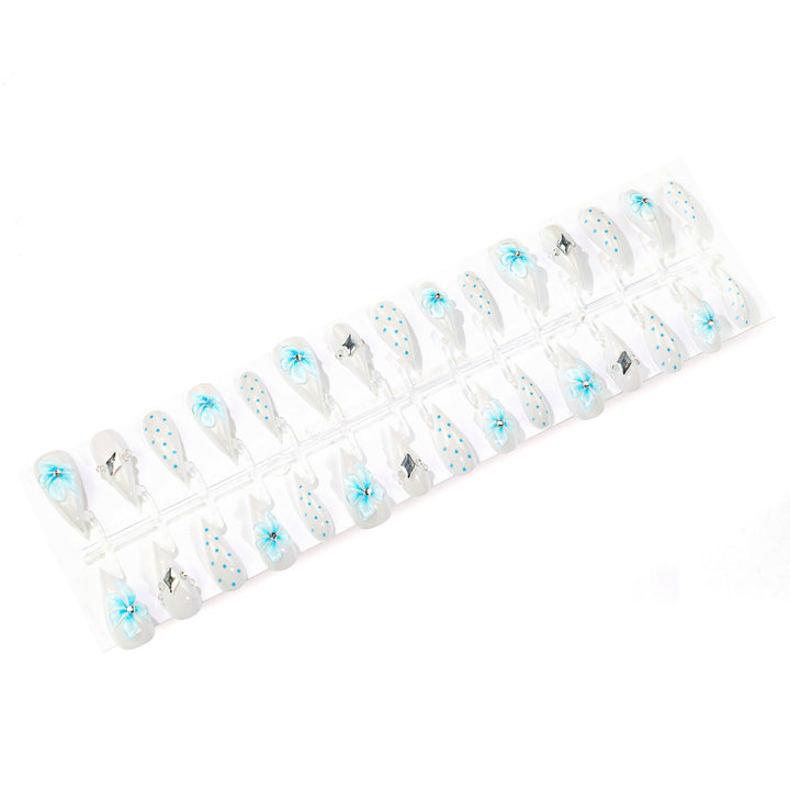Decorative Artistic Press-On Nail Set with Floral Accents Kalsten