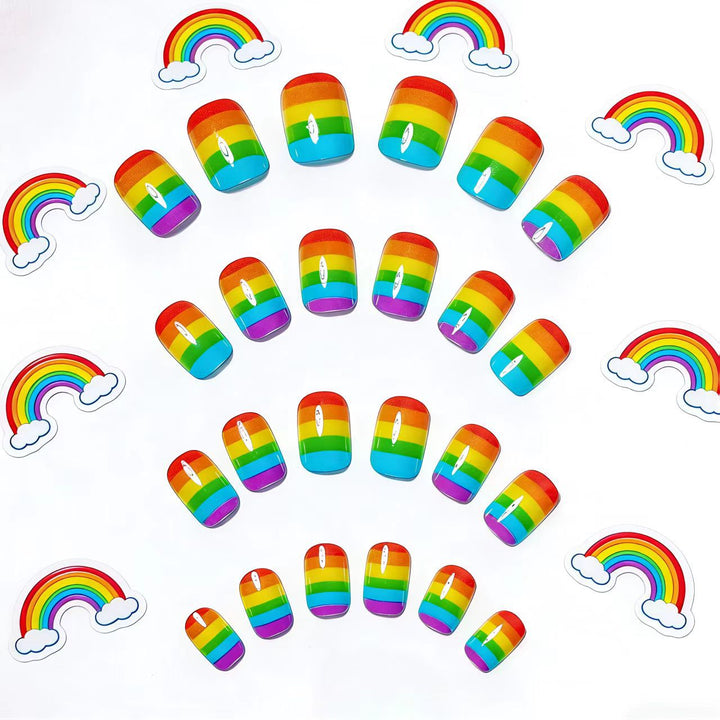 Creative Acrylic Nails in Rainbow Look Kalsten