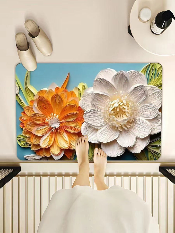 Luxurious Floral Design Bath Mat