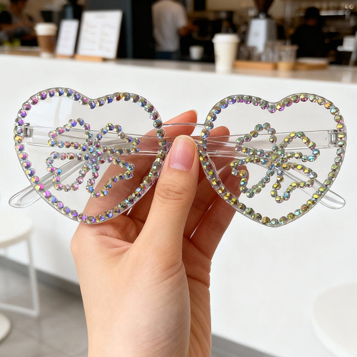 Glamorous Heart-Shaped Rhinestone Sunglasses Kalsten