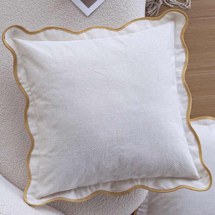 Square cushion cover made of cotton-linen with raised diamond tufting and corner tassels Kalsten