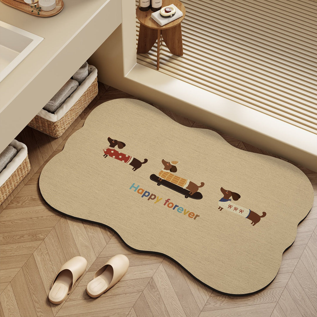 Playful dog-themed bath mat