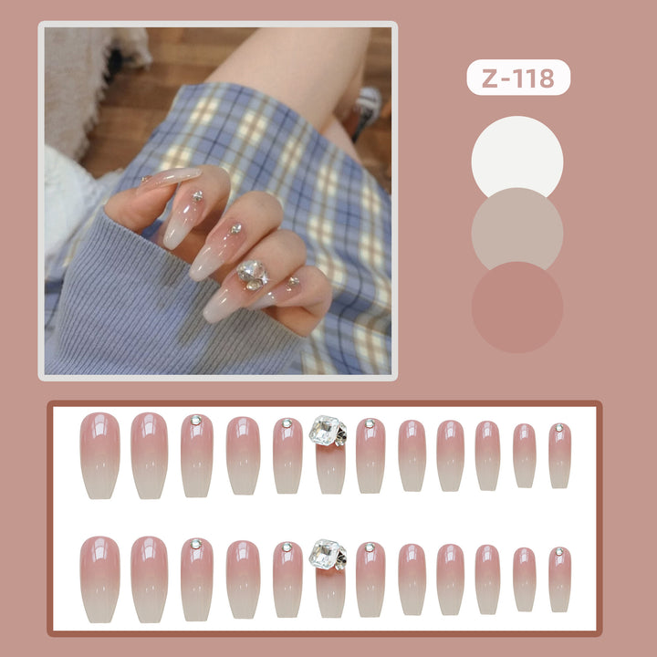 Glamorous Long Stiletto Press-On Nails with Rhinestone Accents