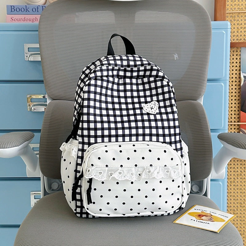 Stylish Gingham Patterned Backpack Kalsten