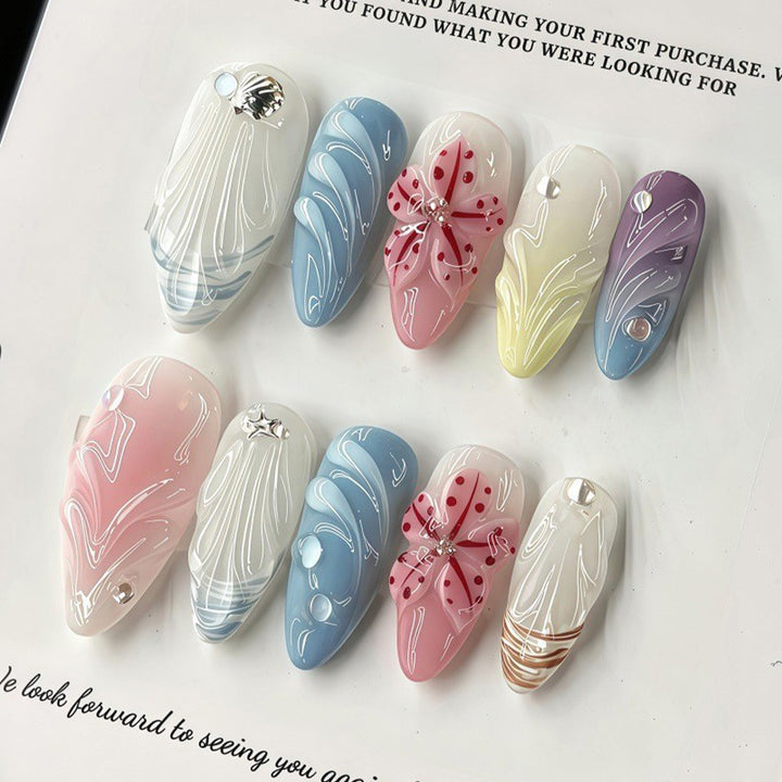 Artificial Nail Set with Floral 3D Design Kalsten