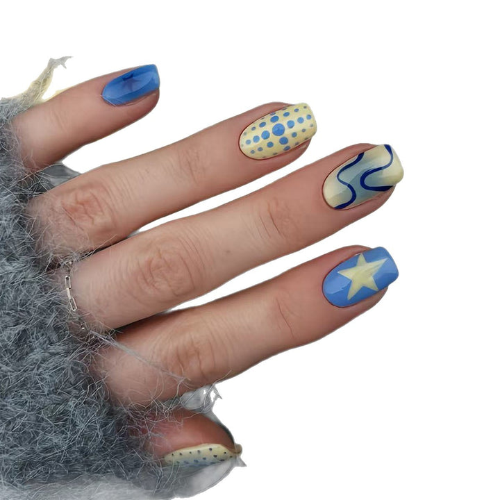 Creative Geometric and Colorful Patterns False Nails Kalsten