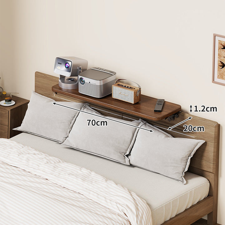 Wall-Mounted Slim Floating Headboard Shelf with Rounded Corners and Concealed Brackets