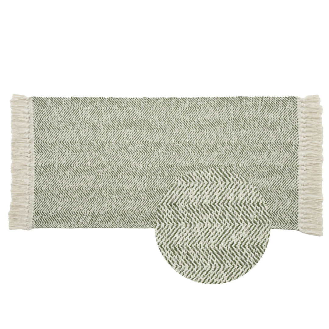 Braided runner rug with herringbone pattern and fringe edge Kalsten