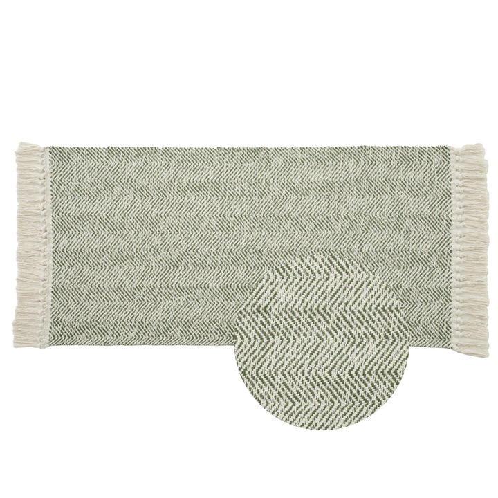 Braided runner rug with herringbone pattern and fringe edge Kalsten