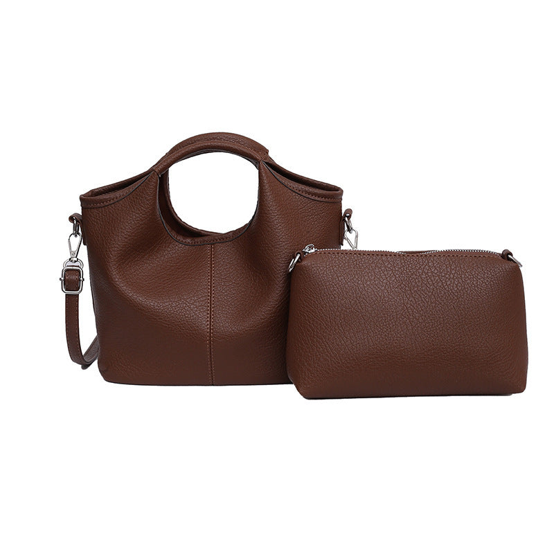 Versatile Leather Tote with Detachable Pouch