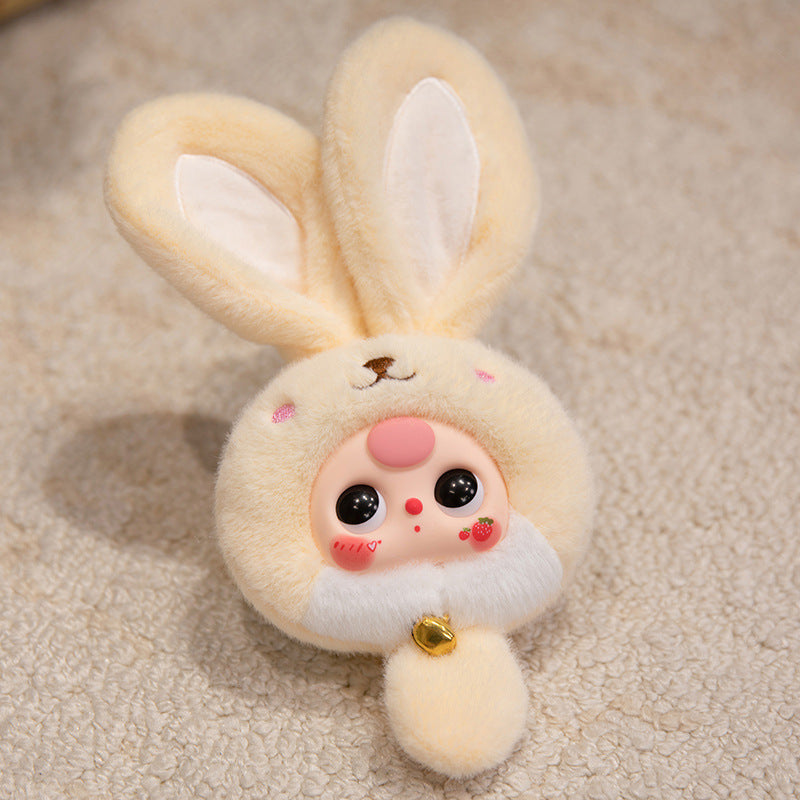 Bunny Plush Bag Charm with Bell and Collectible Resin Face Kalsten