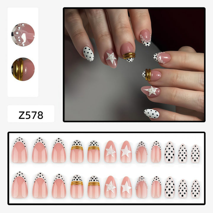 Stylish Star and Dot Design Artificial Nails Kalsten