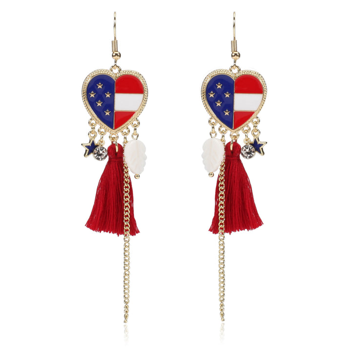 Women’s dangling earrings with enameled medallion and pearl fringes Kalsten