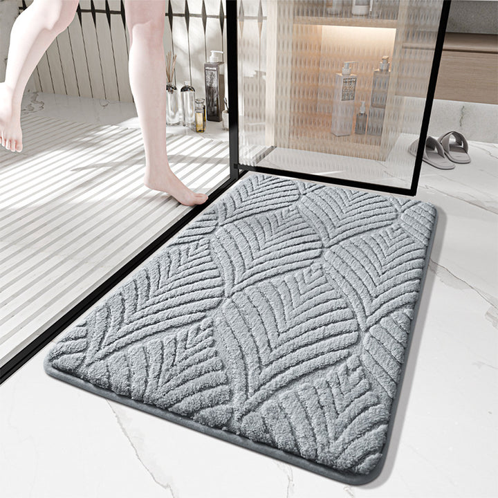 Plush Abstract Leaf Design Bath Mat Kalsten