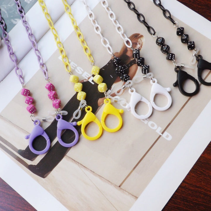 Fashionable glasses holder chain made of plastic with colorful beads Kalsten