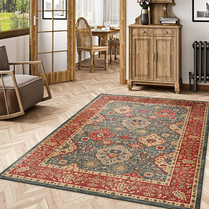 Vintage-inspired geometric rug