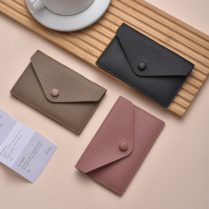 Compact Textured Leather Cardholder Kalsten