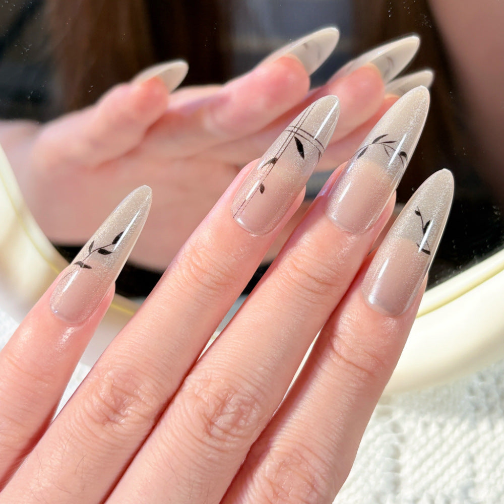 Artistic Press-On Nail Set with Elegant Floral and Decorative Accents Kalsten