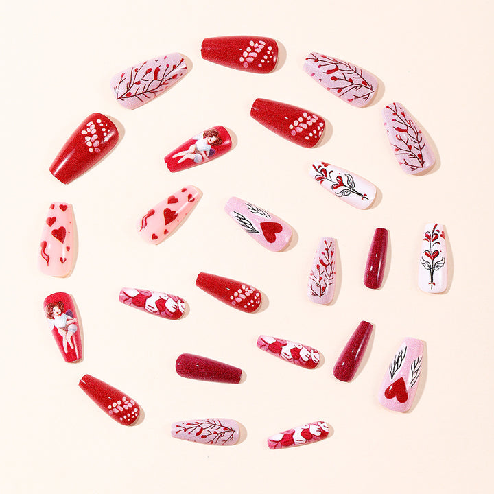 Romantic Heart-Themed Acrylic Nail Art Set Kalsten