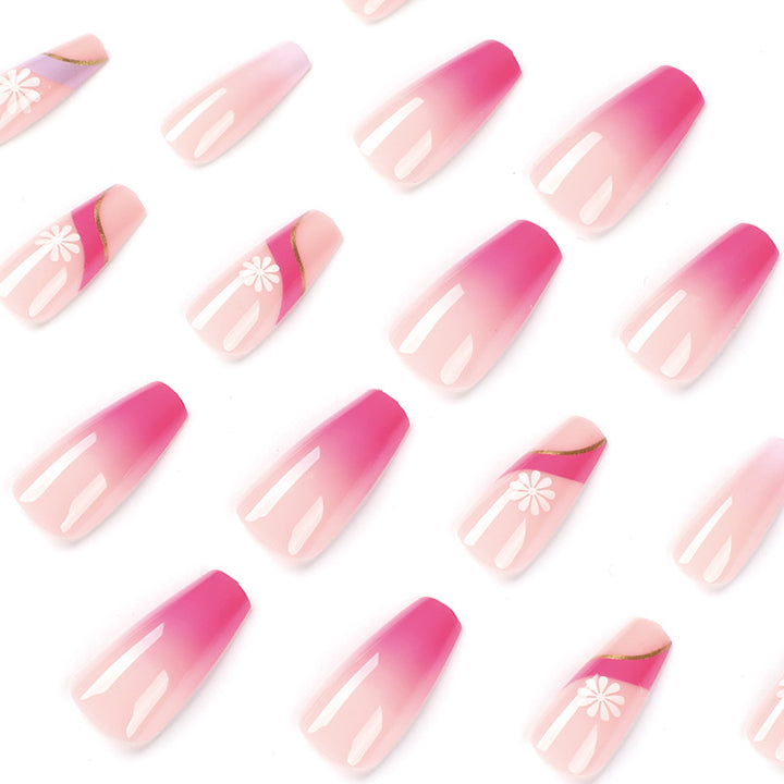 Artful nail extensions with colorful ombre design and floral accents Kalsten