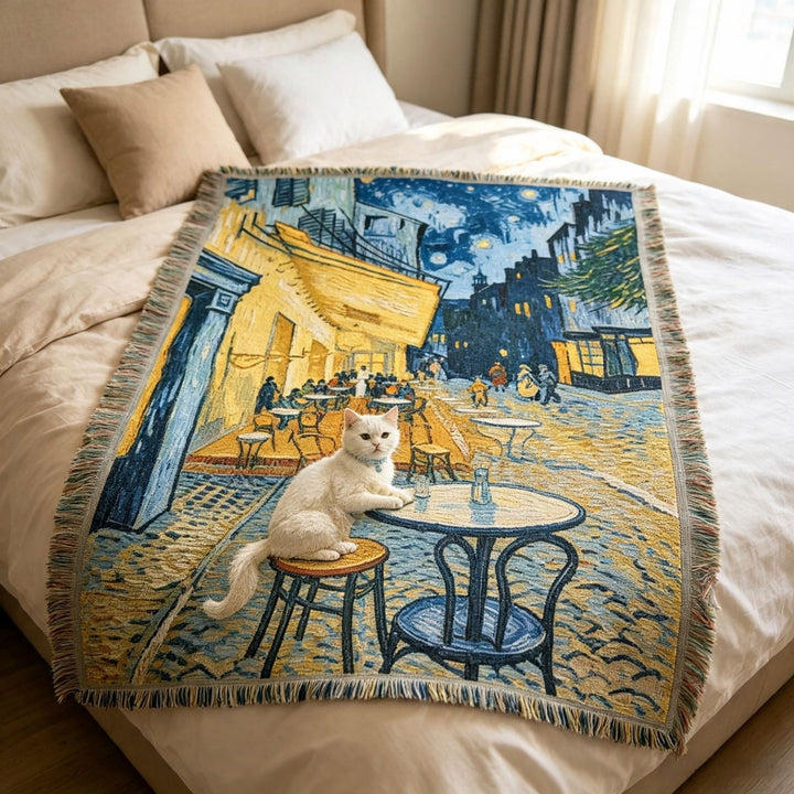 Artistic Cat-Themed Tapestry Blanket