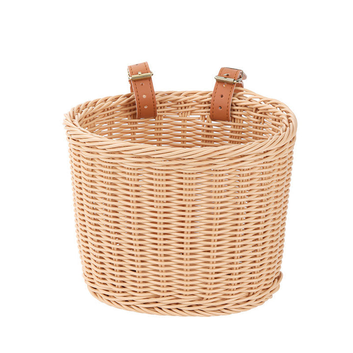 Woven Storage Basket with Vegan Leather Straps Kalsten