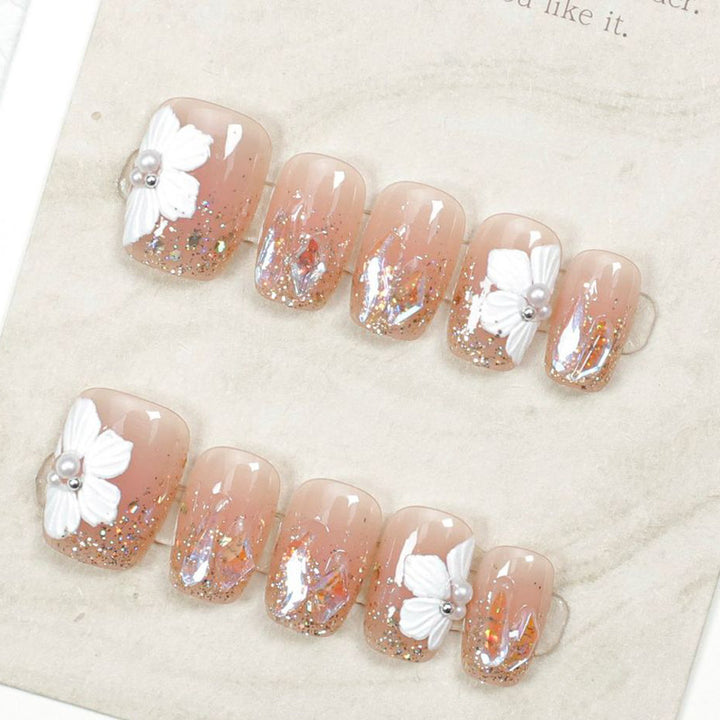 Artistic Floral-Embellished Press-On Nail Design Kalsten