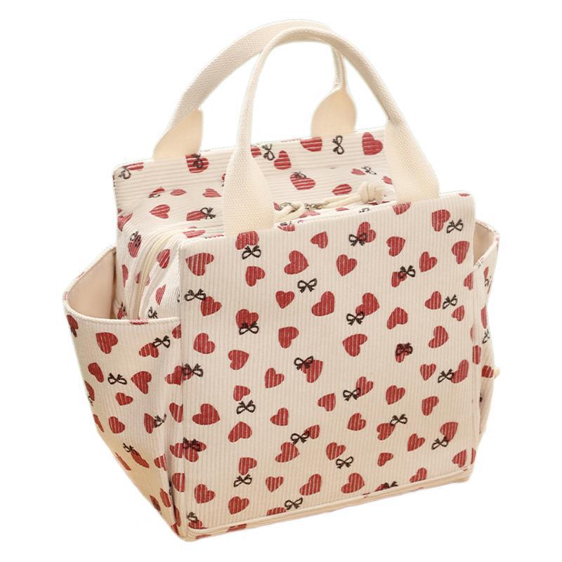 Insulated Heart Print Lunch Tote Kalsten