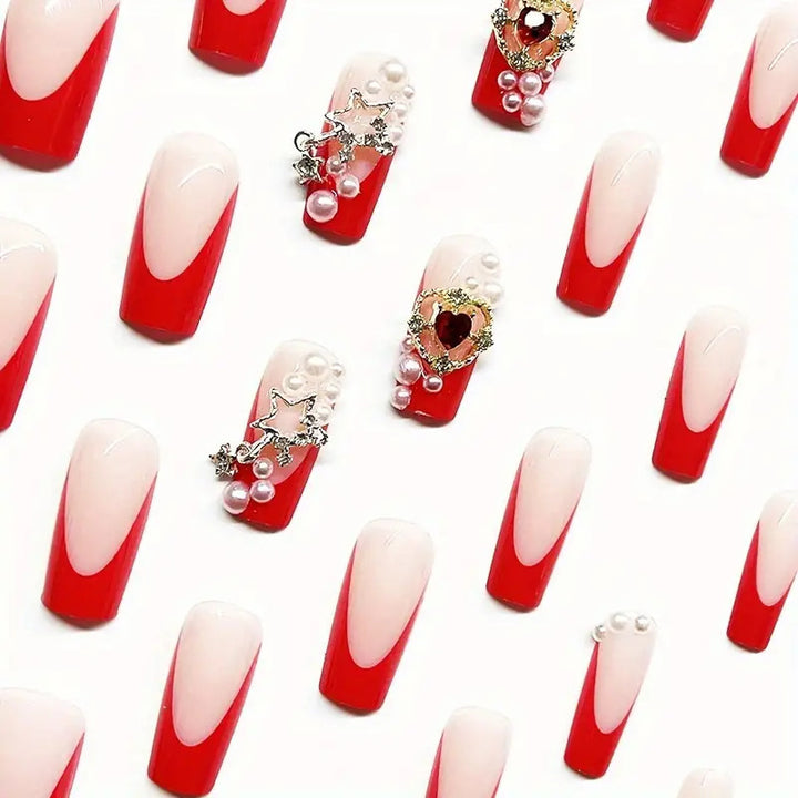 Artistic Press-On Nail Extensions with Decorative Elements Kalsten