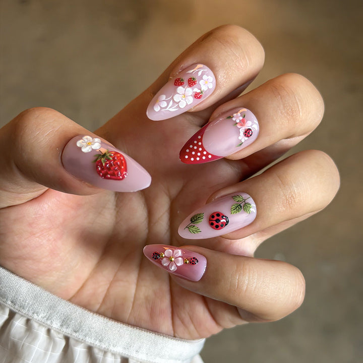 Whimsical Strawberry-Themed Press-On Nails Kalsten