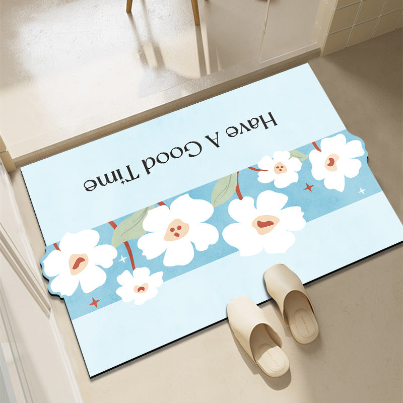 Cheerful Floral-Themed Welcome Mat