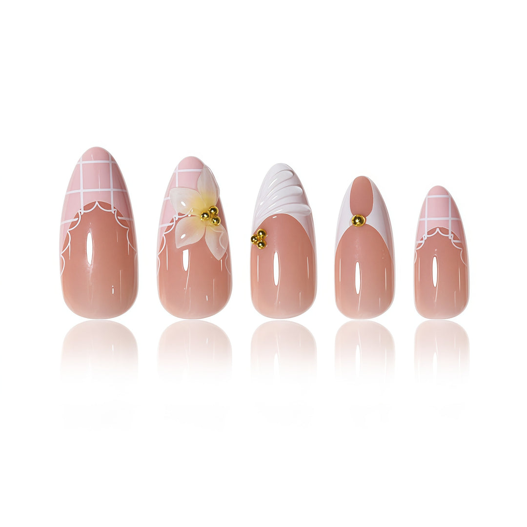 Elegant Floral Design Nail Extensions Kalsten