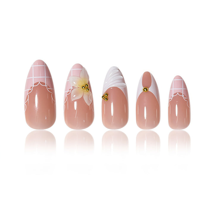 Elegant Floral Design Nail Extensions Kalsten
