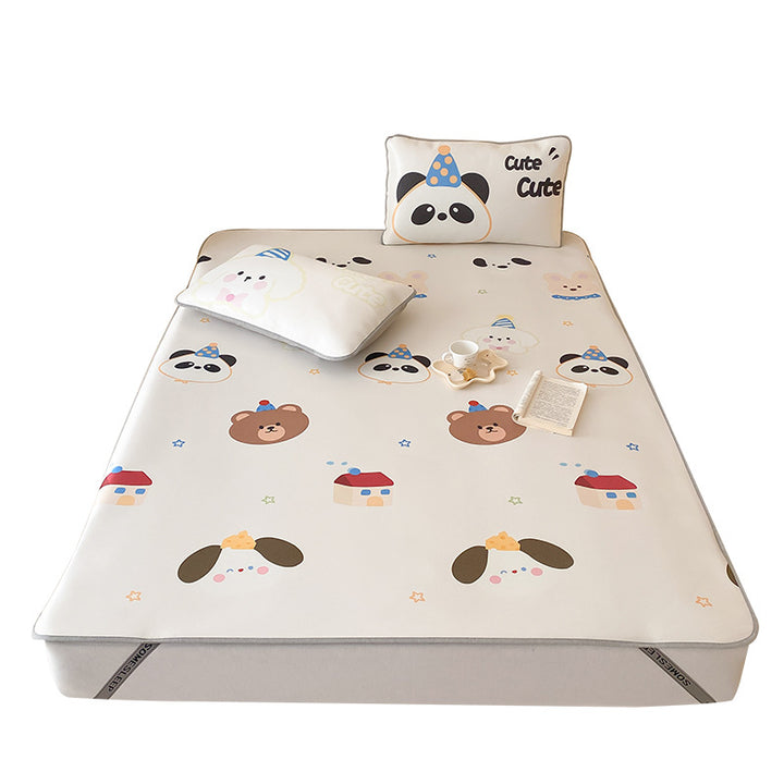 Kids Mattress Protector Topper with Non-Slip Bottom and Cute Bear Print
