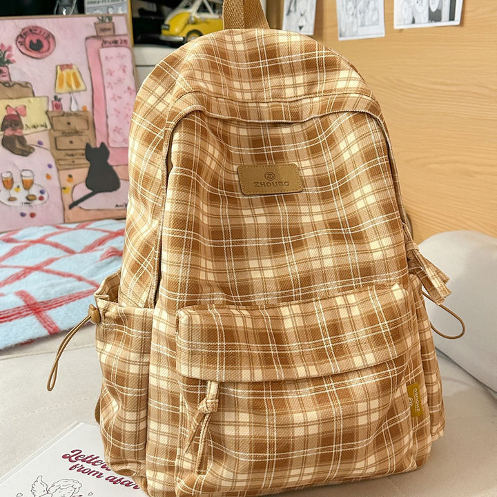 Stylish Plaid Patterned Backpack Kalsten