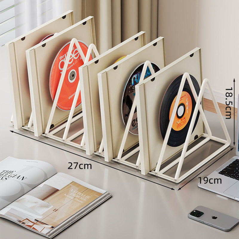 Triangular Metal Desktop Vinyl and LP Divider Organizer with Non-Slip Base