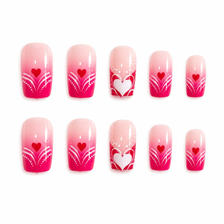 Artificial nails with romantic heart and flower pattern Kalsten